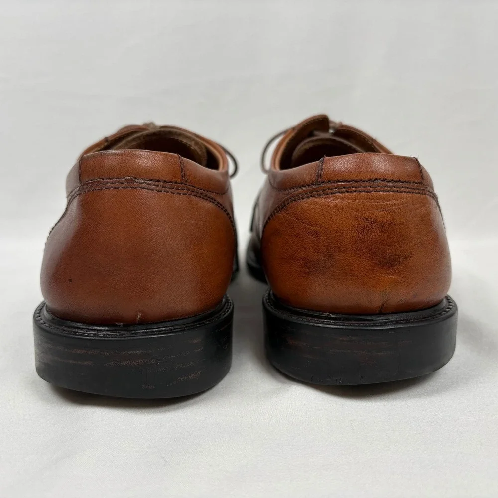 Johnston & Murphy Derby Shoes 9.5M Tan Leather Plain Toe 20-3360 Business Dress‎